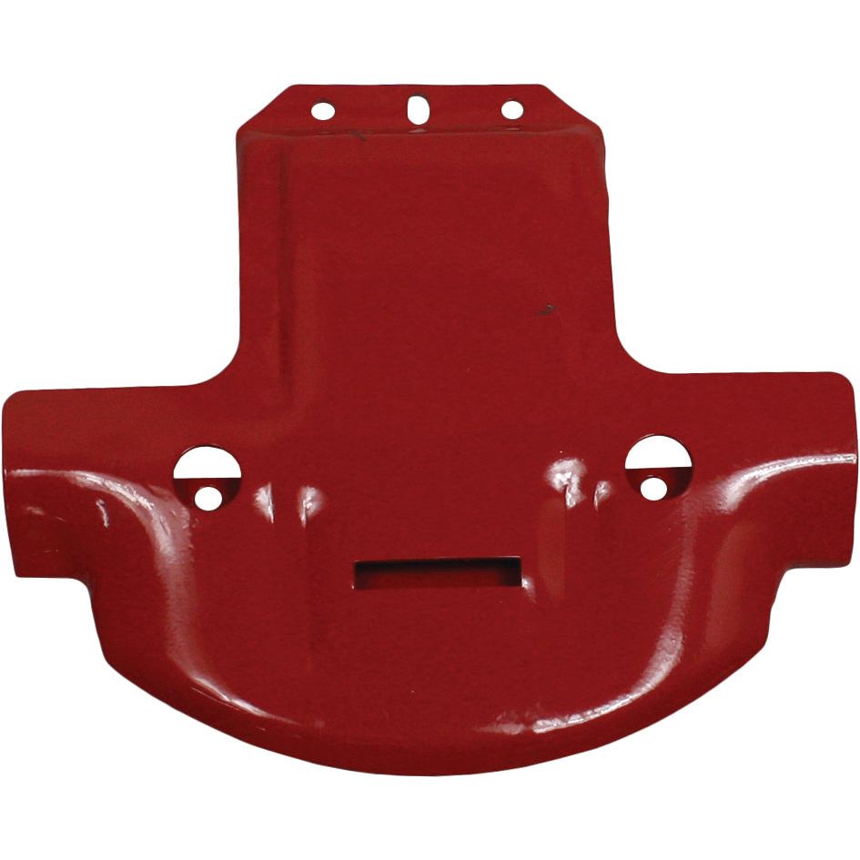 The Sparex Skid, measuring 330mm in length, 380mm in width, and 40mm in depth, features a red metal design with a flat top surface, two side extensions with holes, and a curved bottom section. It includes a small rectangular slot at the center of the top, making it an ideal replacement part for Pottinger machinery (part number: 882404170100), available as Sparex Part No. S.110622.