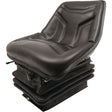 A Sparex Seat Assembly (Sparex Part No.S.110783) featuring a black leather contoured cushion and an adjustable mechanical seat suspension.