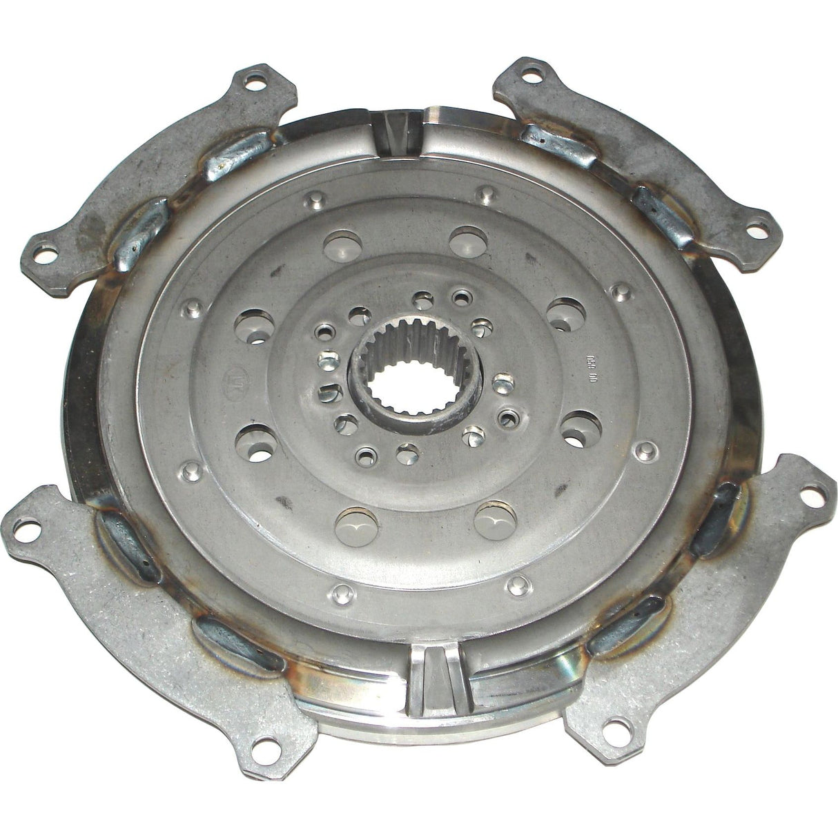 A close-up view of the Sparex Clutch Damper - S.110865, showcasing its metallic plate with multiple holes, damper springs, a central spline, and four mounting points.