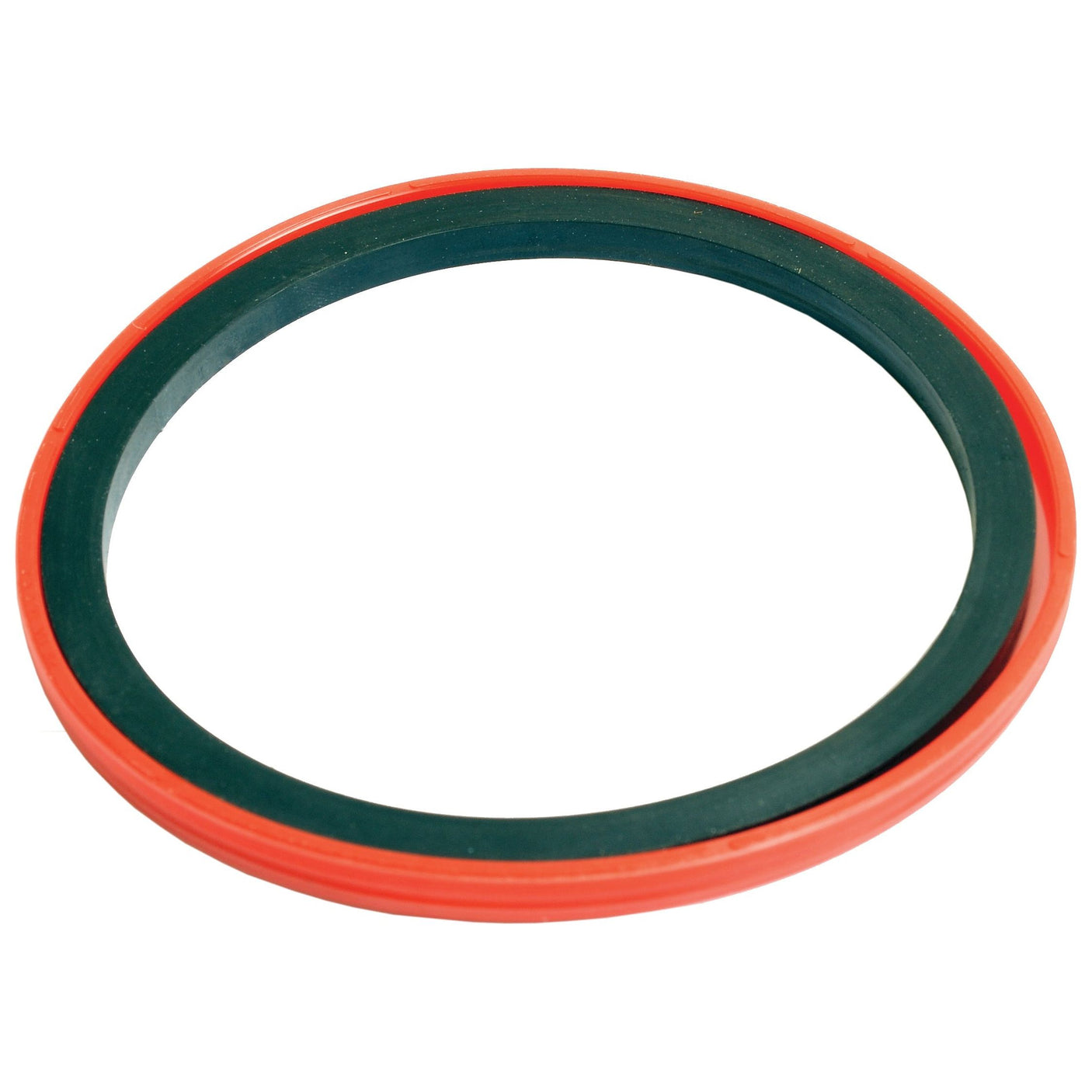 A circular rubber gasket with a red outer rim and a black inner rim, known as the Sparex Hydraulic Cross Shaft Seal (Sparex Part No. S.111004), is commonly used in Valmet and Valtra machinery.