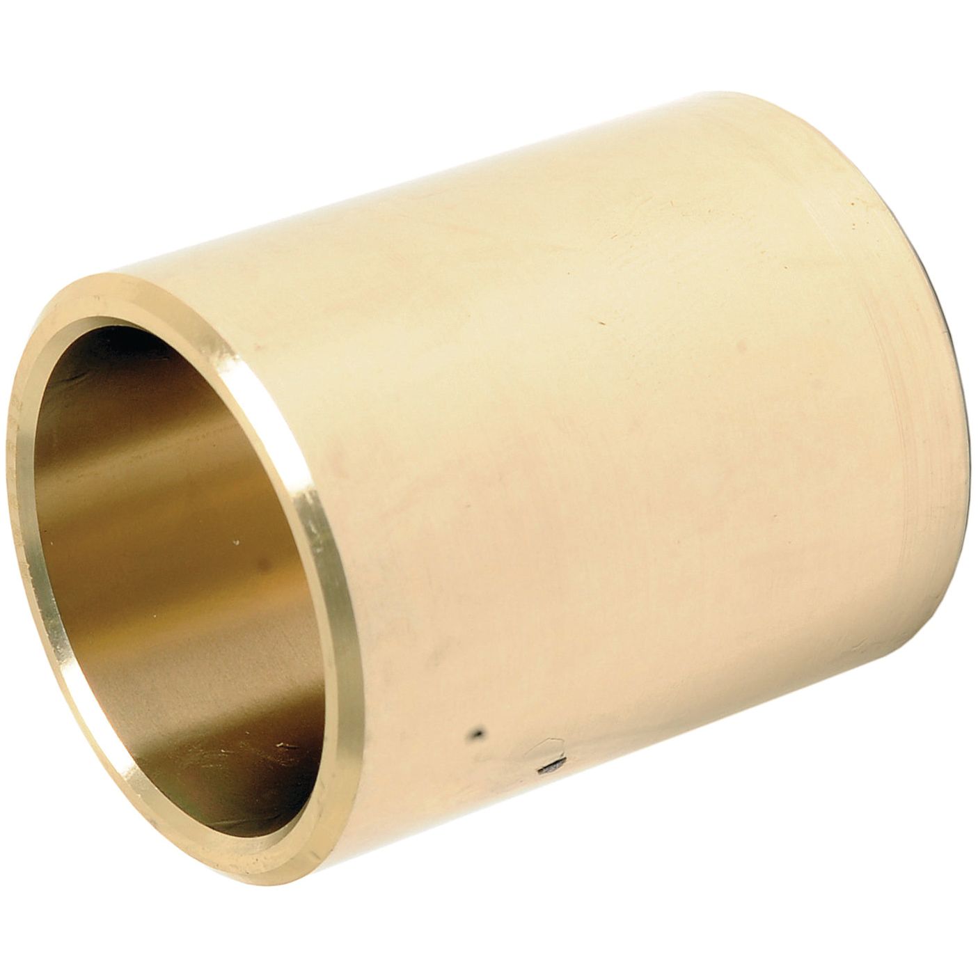 A Sparex Spindle Bush (Part No. S.111013) made of brass, featuring smooth inner and outer surfaces, viewed from a slight angle.