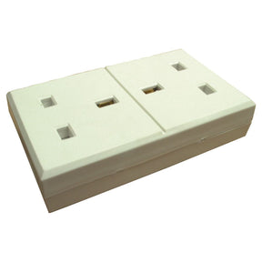 A white 13 amp double electrical wall socket with two plug outlets, featuring a Sparex Part No. S.11156 design.