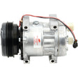 Image of a Sparex Compressor (SD7H15) - S.111856 with a black pulley and attached wiring, suitable for Case IH / International Harvester, featuring a clutch Ø and designed for use with oil type PAG 100 R134.