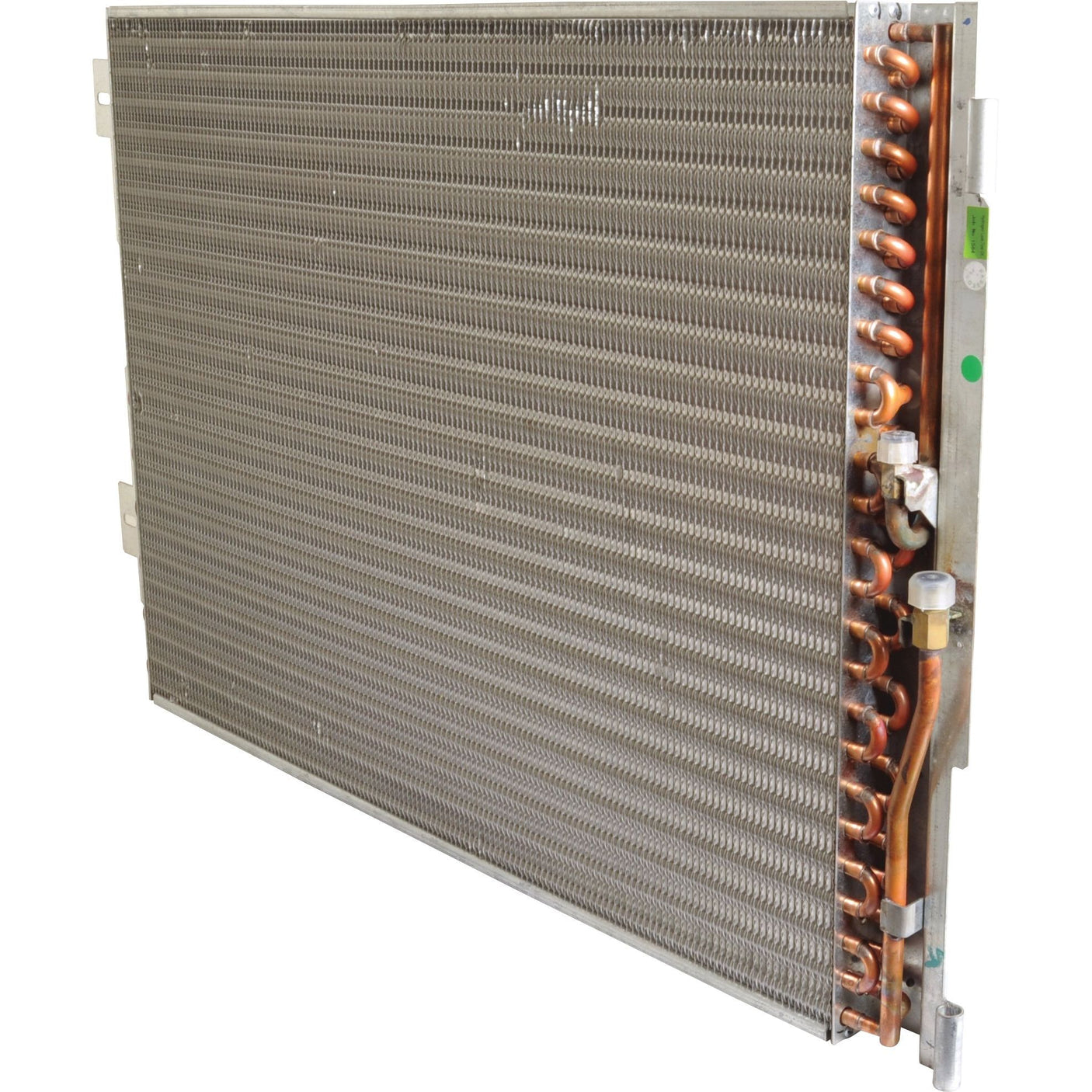 The Sparex Condenser (Sparex Part No. S.112063) features a corrugated cooling coil with a network of copper tubes and aluminum fins, designed for heat exchange in HVAC systems and is compatible with Ford models.