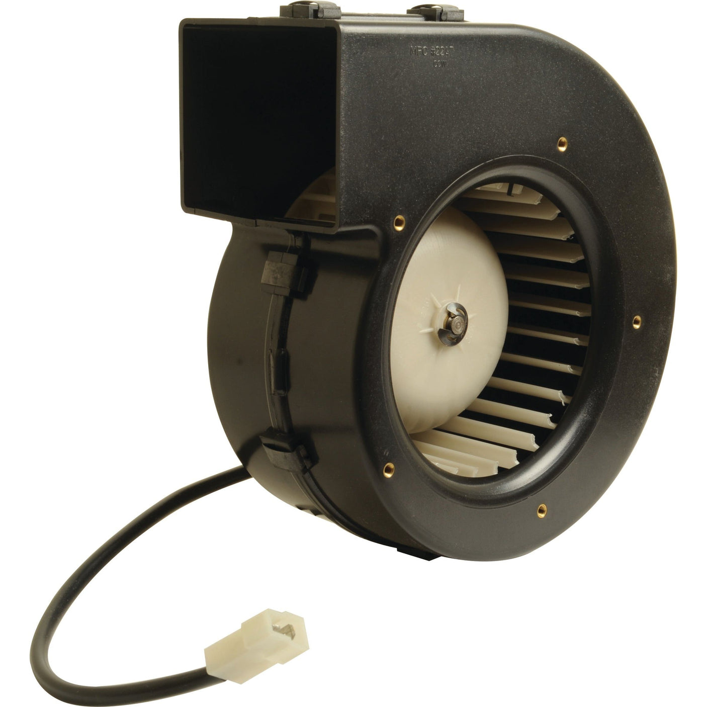 The Sparex Single Assembly Blower Motor (Part No. S.112181) is a black and beige centrifugal fan blower with a power cord and connector plug, making it an ideal pressurizer motor.