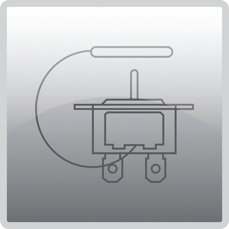 Minimalist icon depicting the Sparex Thermostatic Switch (Part No. S.112297) with a lever and two terminal connections on a gray gradient background.