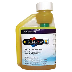 A 250ml bottle of Sparex Leak Test Fluid (Sparex Part No. S.112306) for detecting refrigerant leaks in air conditioning and refrigeration systems.