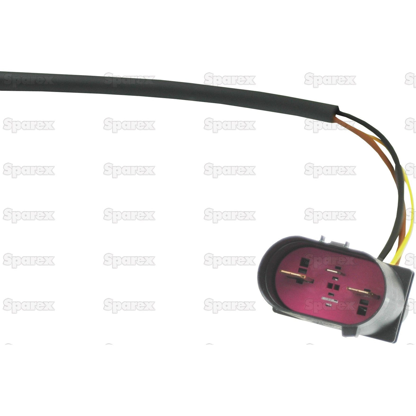 A Complete Assembly Blower Motor (Sparex Part No. S.112309) by Sparex, featuring a wiring harness with a 4-pin connector containing black, brown, white, and yellow wires against a plain background, suitable for use with the Fendt VARIO blower motor.