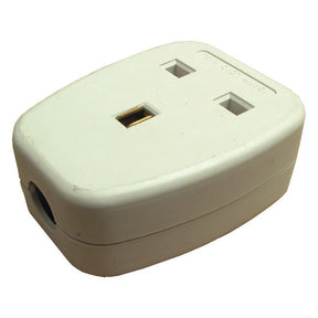 Close-up of the Sparex 13 amp Single Extension Lead Socket (Nylon), featuring three rectangular, 3-pin sockets. Creannotate