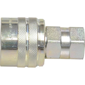 A detailed look at the Sparex Poppet Valve Coupling Screw - Male - 1/2''BSP - CVV Series (Sparex Part No.S.112669), featuring a knurled sleeve for easy gripping and a poppet valve for secure connections.