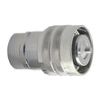 The Sparex Poppet Valve Coupling Screw - Male - 1''BSP - CVV Series (Sparex Part No. S.112674) is a metal hydraulic quick-connect coupling with a knurled grip and cylindrical shape, featuring a BSP thread for secure and easy attachment in hydraulic systems.