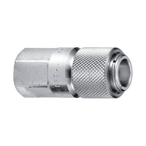 Close-up image of a metallic Test Nipple 1/4'' NPT with an NPT Female Thread and a knurled section for grip, manufactured by Sparex (Part No. S.112678).