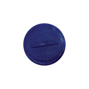 The Faster Visual Indicator - Blue (-) from Sparex (Sparex Part No. S.112710) is a round, flat, dark blue plastic cap featuring a horizontal notch in the center, serving as a visual indicator.