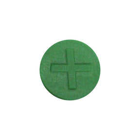 A circular green object with a raised plus sign (+) in the center, reminiscent of the Sparex Faster Visual Indicator - Green (+) | Sparex Part No.S.112723.