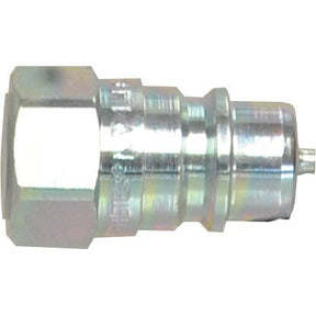 A metallic quick-disconnect hose fitting with a hexagonal end, a ribbed cylindrical body, and BSP female thread, made from durable carbon steel. This high-quality component is the Faster Quick Release Hydraulic Coupling Male 1/4'' Body x 1/4'' BSP Female Thread by Sparex (Part No. S.112740).