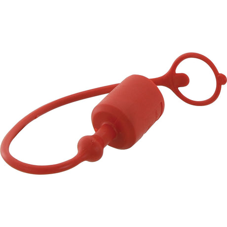 A Faster Dust Cap Red PVC, designed to fit 1/2'' male couplings, from the Sparex TFH Series TFH 12 (S.112771), featuring an attached squeeze bulb and air tube.