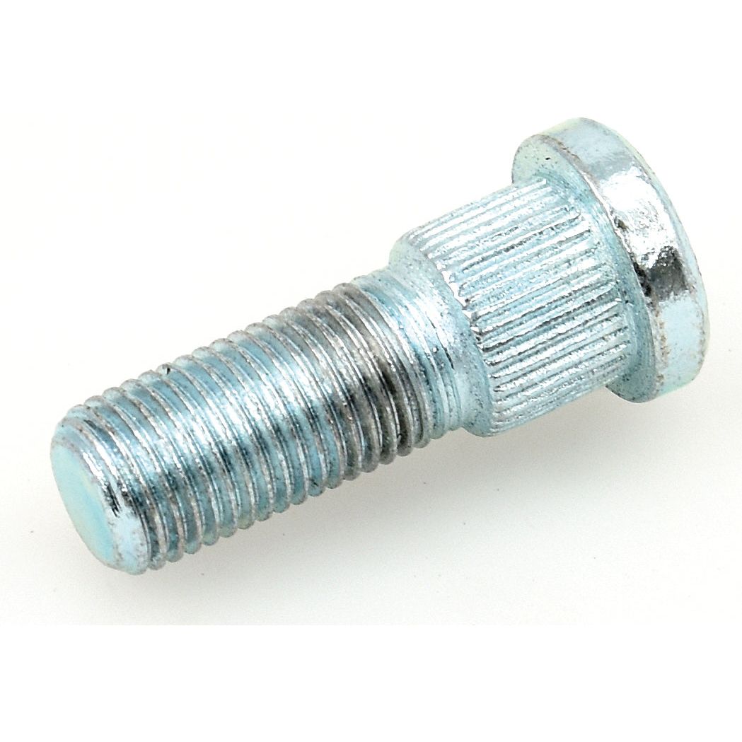 A close-up view of the Sparex Wheel Stud M14 x 1.5 x 42mm (Metric) Grip⌀: 16.75mm - S.11295, highlighting its ridged body and precise threaded section.