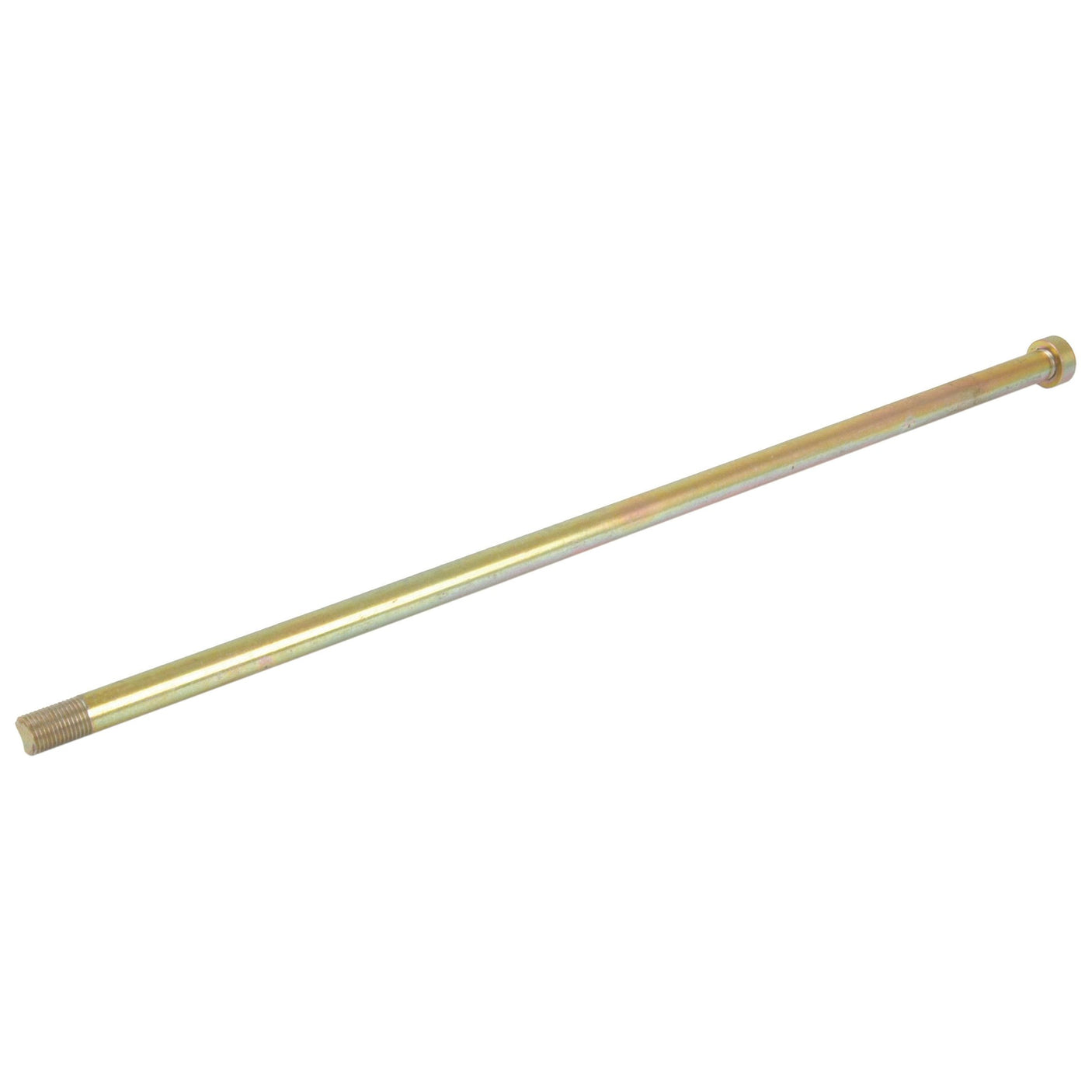 A long, thin, cylindrical metal rod with a threaded end, used in mechanical applications such as the Sparex Auto Hitch Lift Rod (Sparex Part No. S.11309).