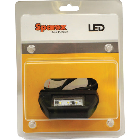 The Sparex LED Outline Front/Rear Facing Marker Light, RH & LH, 12-24V - S.113357, displayed in plastic packaging with a yellow and gray background, now boasts an IP68 rating for maximum durability.