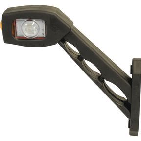 The Sparex LED Outline Front, Rear & Side Facing Marker Light, RH, 12-24V - S.113361 is a black plastic extendable LED light with a rectangular head and a sturdy arm featuring circular cutouts. It boasts an IP68 rating for exceptional durability.