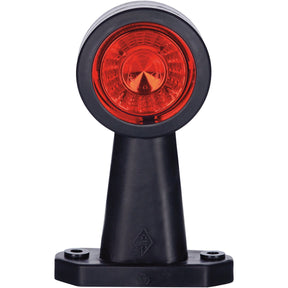 A Sparex LED Outline Front/Rear Facing Marker Light (Product Code: S.113363), designed for RH & LH positions, featuring a black plastic mount with a circular red reflector, an IP68 rating, and intended for vertical placement on a rectangular base.