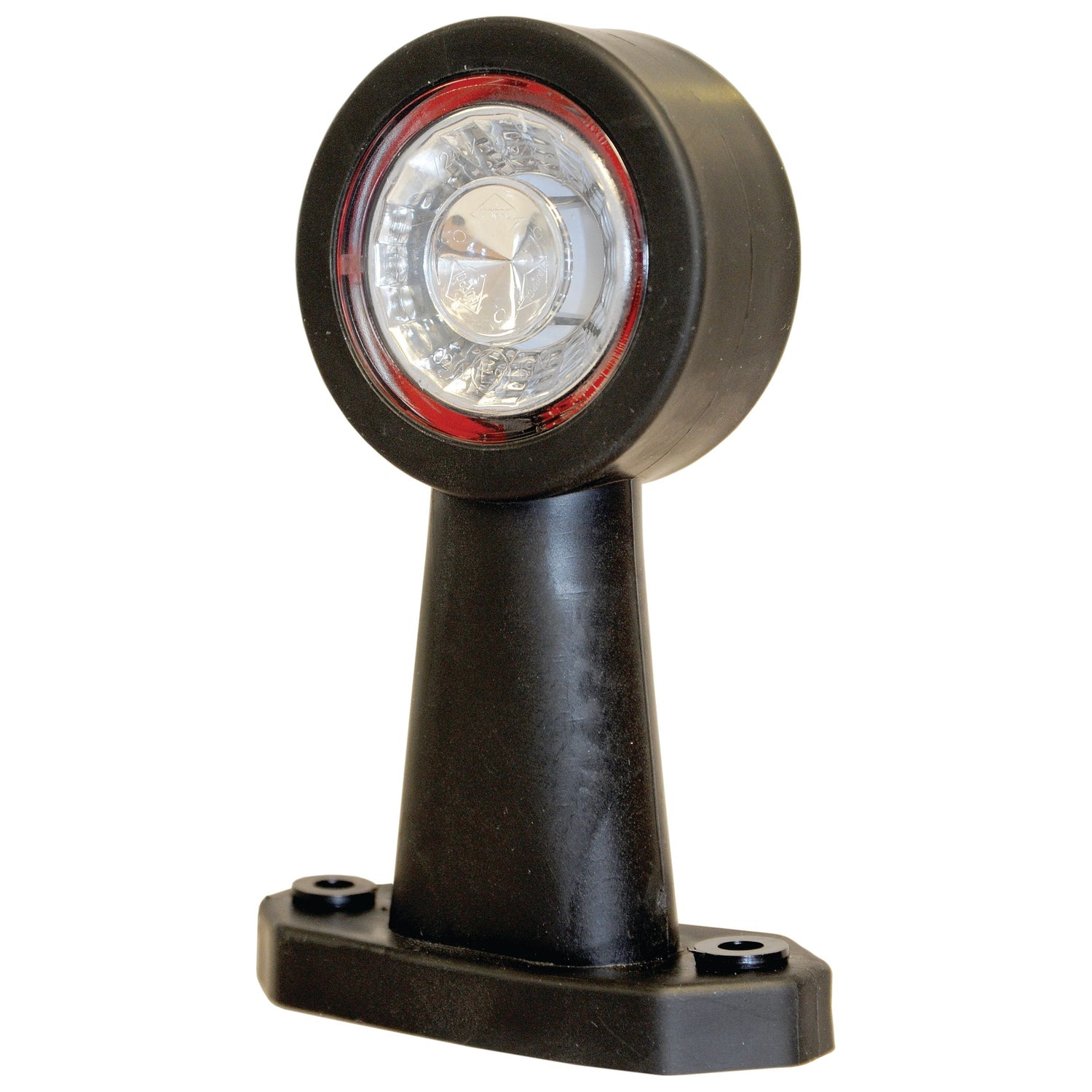 A black, plastic, battery-operated LED Outline Front/Rear Facing Marker Light (RH & LH), with a clear lens mounted on a rectangular base; CE approved and boasting an IP68 rating for exceptional durability, available in 12-24V by Sparex (S.113363).