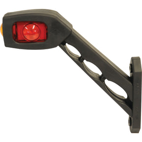 A Sparex LED Outline Front, Rear & Side Facing Marker Light (LH), Part No. S.113392, featuring a black housing with a red lens, mounted on an extended arm and boasting an IP68 rating for enhanced durability on vehicles such as trailers, operates within a 12-24V range.