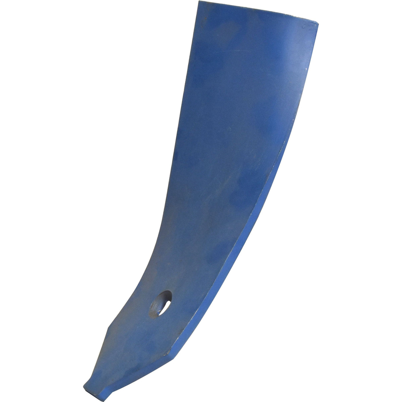 A blue metal blade, known as the Sparex Guideboard - Outer RH (Sparex Part No. S.113421), features a narrow tip, a hole near the base and is compatible with Lemken KARAT (fits as 3374490).