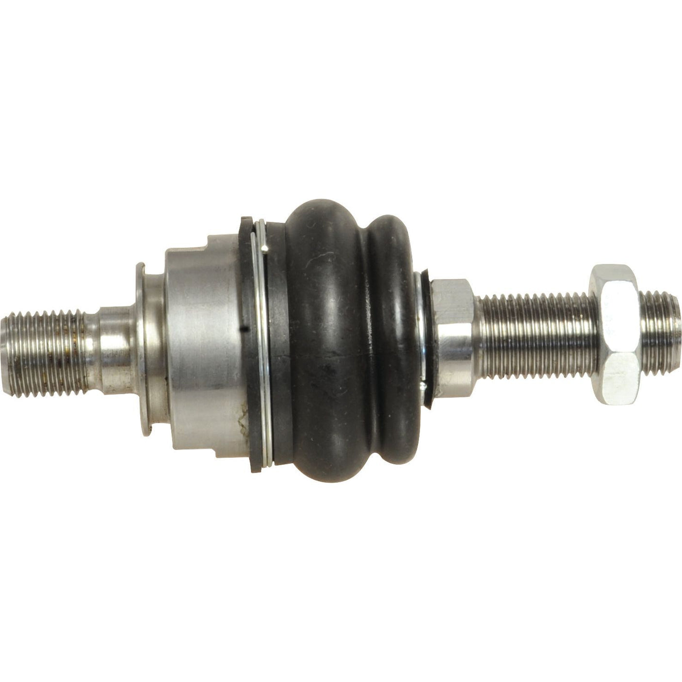 The Sparex Steering Joint, measuring 118mm in length and featuring threaded ends (M16 x 1.5 RH) along with a black rubber section in the middle, is ideal for AGROPLUS machinery - S.113772.