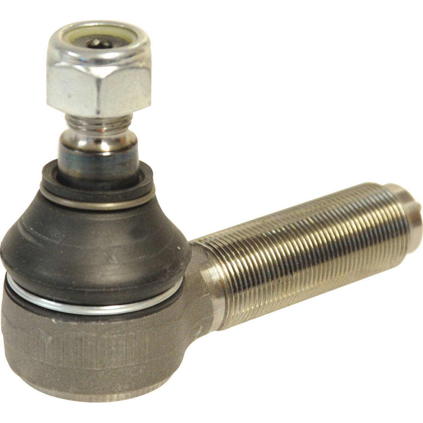 A metal track rod with a male thread and straight shaft, featuring a ball joint and a hexagonal nut on top. Compatible with Renault 551-4 models, this 100mm Sparex part (S.113774) ensures durability and precise fit.