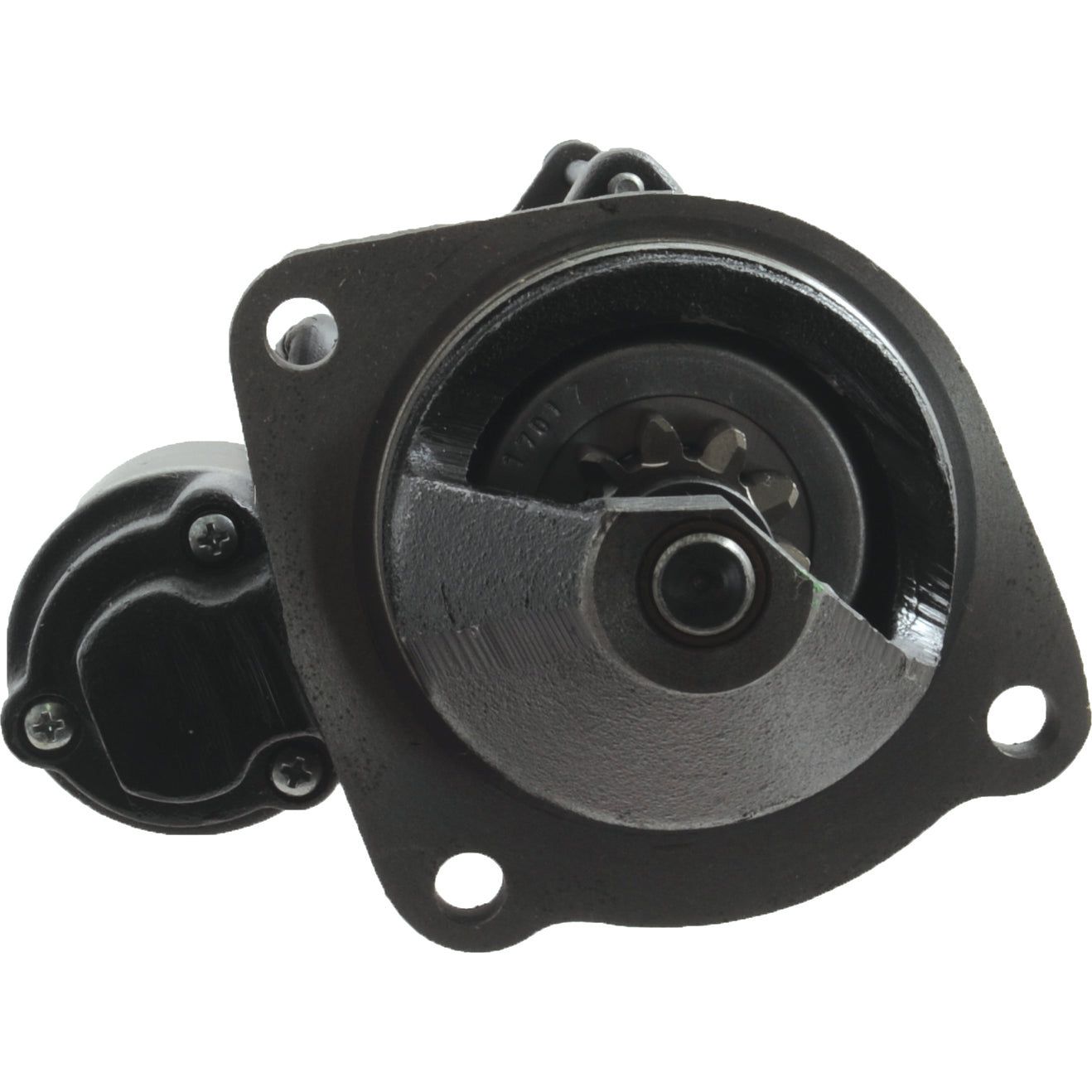 Close-up image of the Sparex Starter Motor - 12V, 3.2Kw, Gear Reduced (Mahle), Part No. S.113797, showing the mounting flange and gear mechanism.