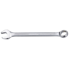 The Sparex Combination Spanner 28mm (Part No. S.113836) is a silver spanner featuring a chrome vanadium open-end on one side and a box-end on the other.