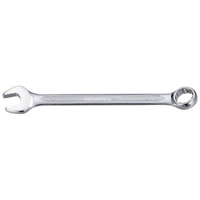 The Sparex Combination Spanner 32mm (Part No.S.113839) features an open-end on one side and a box-end on the other, with a "20" marked near both ends and is finished in a sleek silver satin finish.