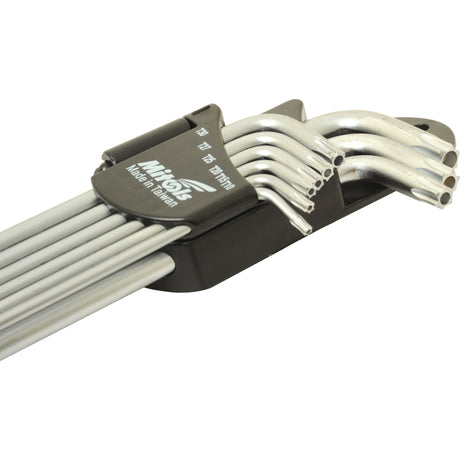 A set of nine extra-long tamperproof key wrenches from Sparex, featuring hex keys with ball ends in various sizes, held together by a black plastic organizer.