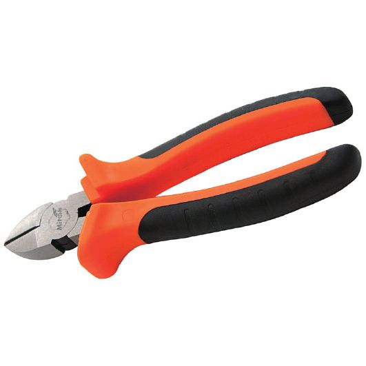 A pair of Sparex Diagonal Cutting Pliers (S.113851) featuring orange and black rubberized handles, 160mm in length.