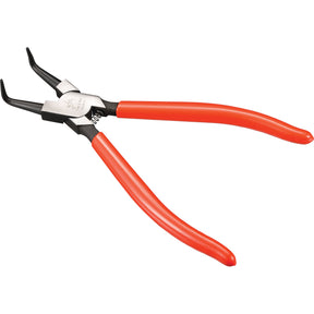 A pair of Sparex Internal Angled Circlip Pliers (Sparex Part No. S.113855) with red insulated handles, perfect for removing internal circlips.