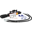 A Sparex Hydraulic Levelling Box, complete with hoses, fittings, a Sparex Check Valve, and protective caps, is laid out on a white background. (Part No.S.113928)