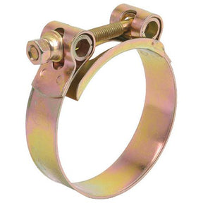 The Sparex Heavy Duty Hose Clip: Ø80-85mm (Part No. S.11393) is constructed from galvanized steel and features a bolt and nut tightening mechanism.