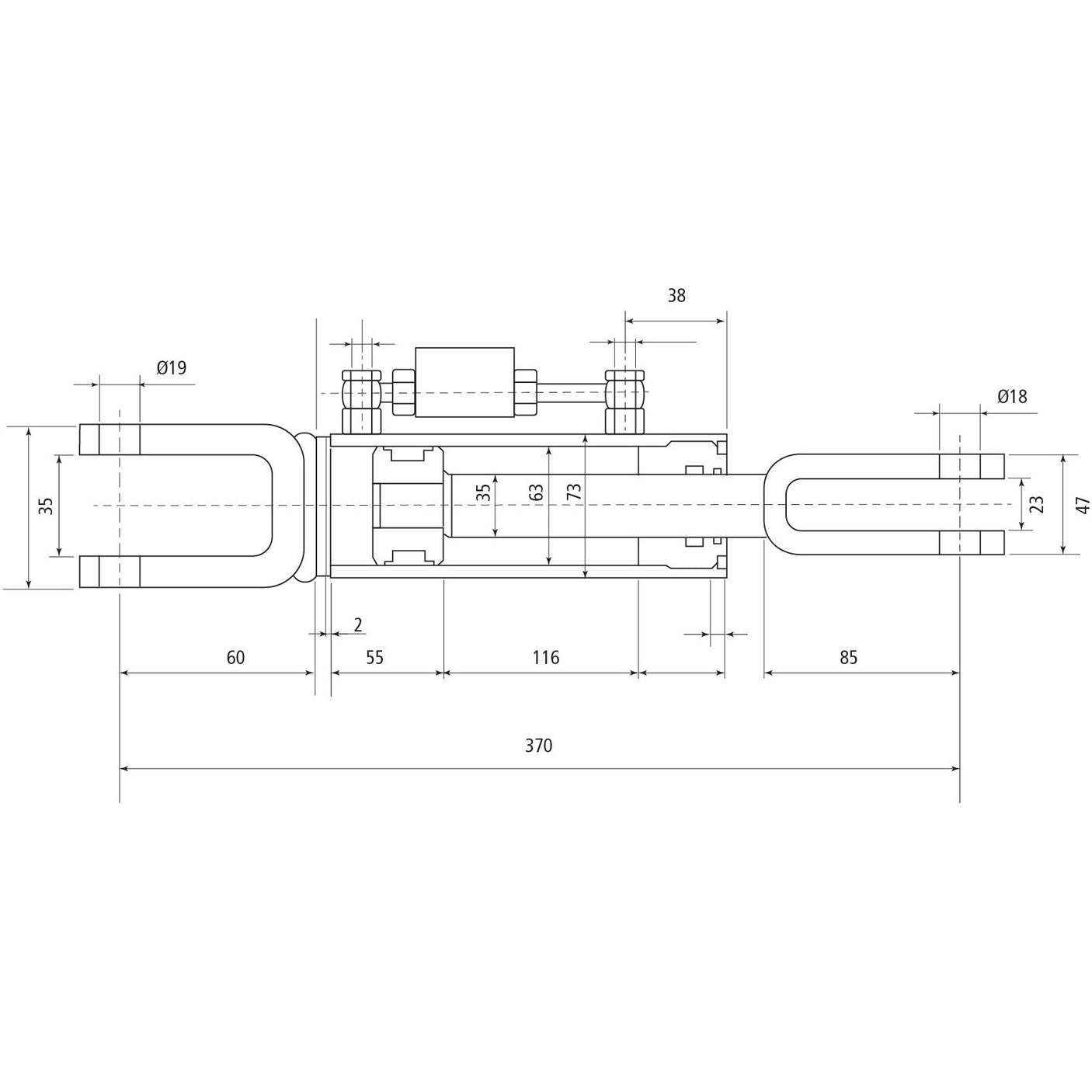 Hydraulic Levelling Box (Supplied with: Hoses), Min. Length: 370mm, Cylinder Bore: 63mm.
 - S.113943 - Farming Parts