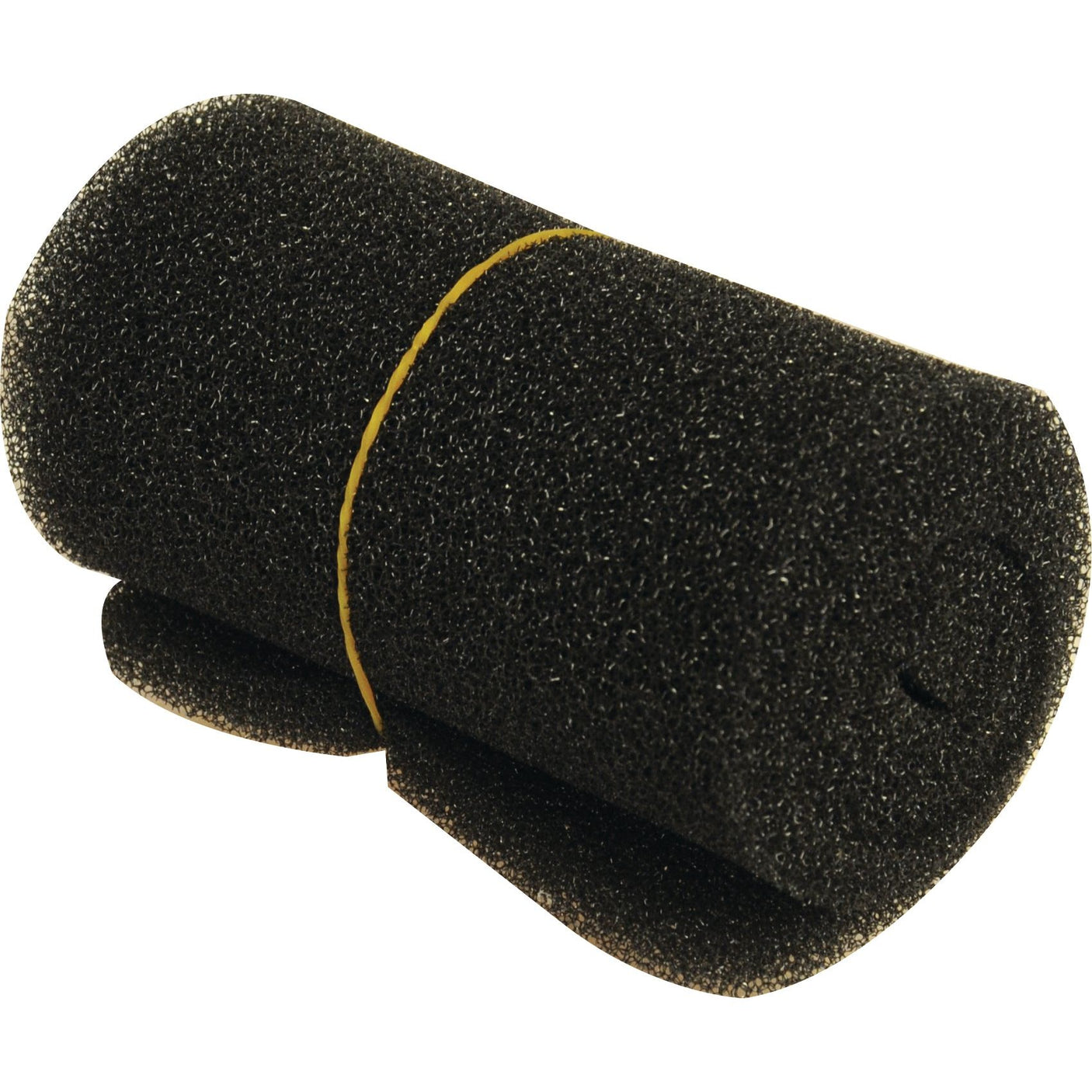 A rolled-up piece of black foam, similar to a Sparex Cab Filter (Part No. S.114060), secured with a yellow rubber band on a white background.