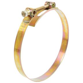 The Sparex Heavy Duty Hose Clip: Ø214-226mm (Sparex Part No. S.11407) is a galvanised steel T-bolt clamp featuring a threaded bolt and locking nut, designed for securing hoses or pipes.