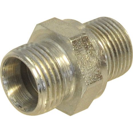 The Sparex M18 (12L) Male X 1/2'' BSP Male 60* Cone, Part No. S.114144, is a brass hex nipple designed with BSP male threaded ends to connect two female threaded pipes.