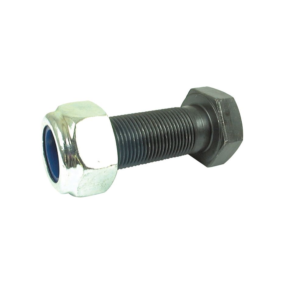 The Sparex Hexagonal Head Bolt with Nut (TH) features a black metal M20 x 120mm shaft with a shiny nut and boasts a tensile strength of 10.9. This product is available as Sparex Part No. S.115026 in a box containing 25 pieces.