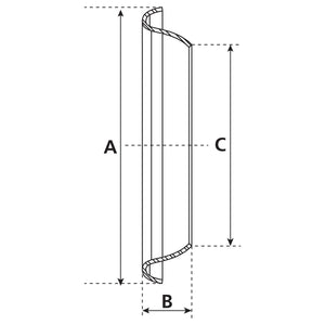 A technical drawing of the Sparex Ring - 5'' (137mm) (Galvanized) - S.115040, illustrating the three labeled dimensions: height (A), base width (B), and total vertical length (C).