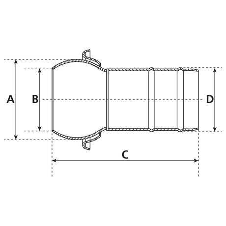 Coupling with Hose End - Male 4'' (100mm) x4'' (100mm) (Galvanised) - S.115055 - Farming Parts