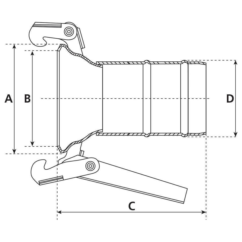 Coupling with hose end - Female 5'' (120mm) x5'' (120mm) (Galvanised) - S.115060 - Farming Parts
