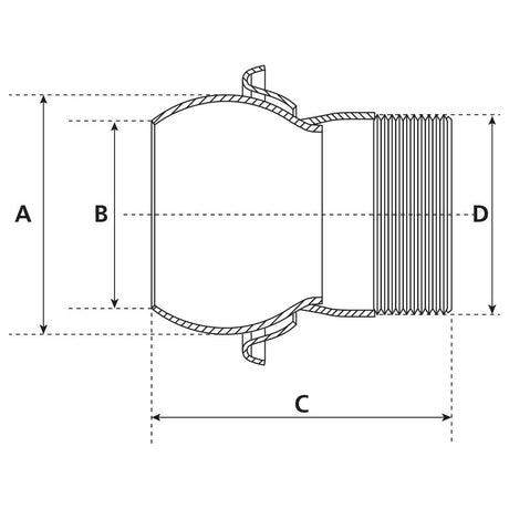 Coupling with Threaded End - Male 4'' (100mm) x 4''''  (Galvanised) - S.115063 - Farming Parts