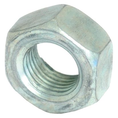 Close-up of a Sparex Metric Hexagon Nut with internal threading, adhering to DIN 934 standards and measuring M18x1.50mm, Sparex Part No.S.11507.