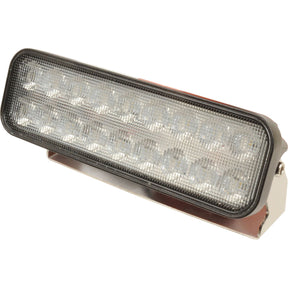 The Sparex LED Work Light (Adjustable) features 24 individual LED bulbs arranged in three rows, encased in a clear and black plastic housing, and mounted on a metal bracket. With an IP67 rating for durability and weather resistance, this robust floodlight offers 2135 raw lumens of brightness at 10-30V. Interference: Class 1. Product Code: S.115114.