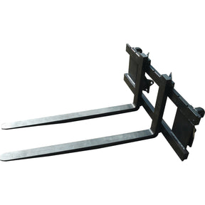 The Pallet Fork from Sparex (Part No.S.115245) is a metal forklift attachment with two long prongs, designed for lifting and transporting materials, boasting a load capacity of 1500 kgs.